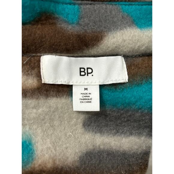 BP. Men's Print Polar Fleece Snap-up Shirt Sz M Long Sleeves Oversized Overshirt - Picture 8 of 9